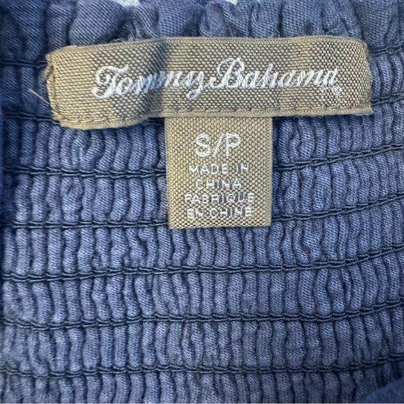 Tommy Bahama Navy Blue V-neck Dress Empire Waist Sleeveless Mini Classic Coastal - Picture 6 of 7